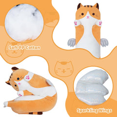 Yeqivo cute cat plush pillow yellow 90cm lounge companion