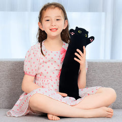Yeqivo soft plush cat body pillow 70cm in black offers extra-length comfort for reading.