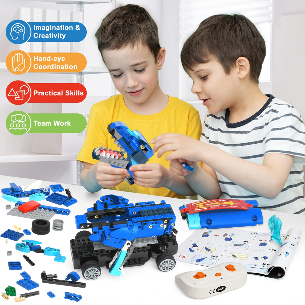 343-piece Yerloa building kit for assembling a dinosaur figure.