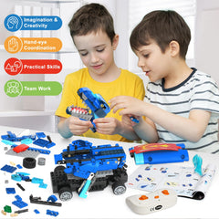 343-piece Yerloa building kit for assembling a dinosaur figure.