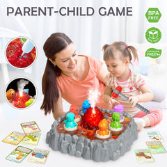 Yerloa Whack Game learning cards with colorful dinosaurs.