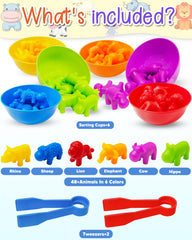 Yetonamr Montessori animal toys with bowls enhances color recognition and sorting skills