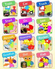 Yetonamr wooden toddler puzzle with colorful designs boosts color recognition.