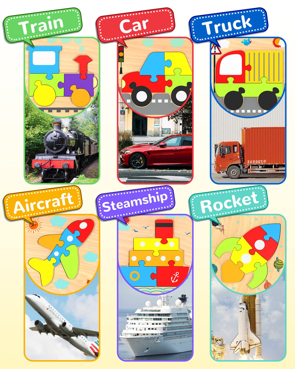 Yetonamr wooden toddler puzzle rocket promotes imaginative play and sensory exploration
