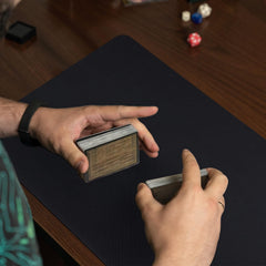 Yexiya black rubber playmat offers versatile, durable surface.