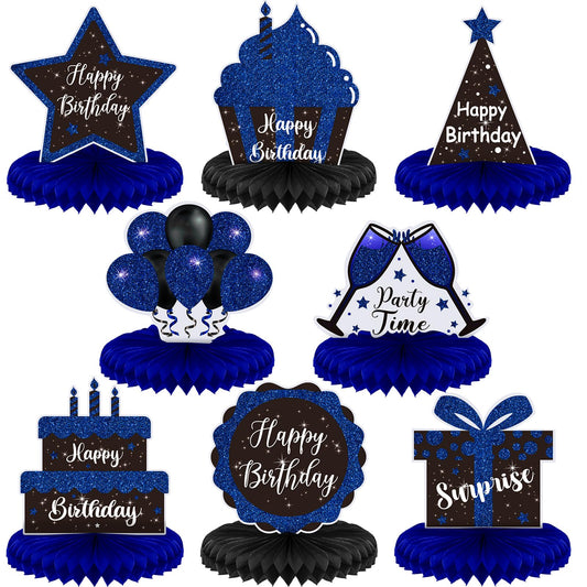 Yexiya blue and black birthday centerpiece honeycomb for stylish table decor and festive vibes