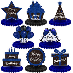 Yexiya blue and black birthday centerpiece honeycomb for stylish table decor and festive vibes
