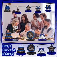 Yexiya blue birthday table topper honeycomb with sturdy design for parties