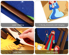 Yexiya nativity board uses hook-and-loop fasteners for easy setup