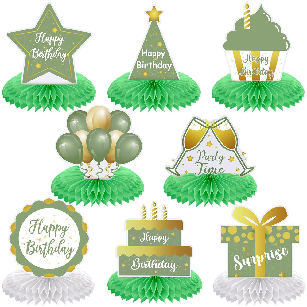 Yexiya sage green birthday centerpiece with cake design for festive tables