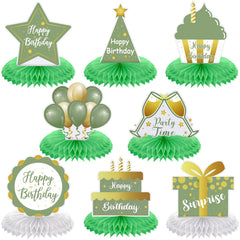 Yexiya sage green birthday centerpiece with cake design for festive tables
