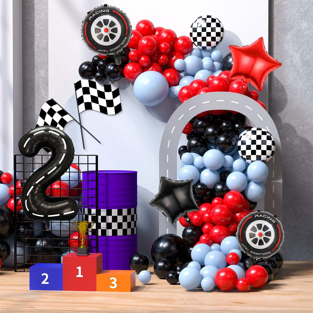 Yexnum 18-inch racing car tire balloon enhances track-themed setup