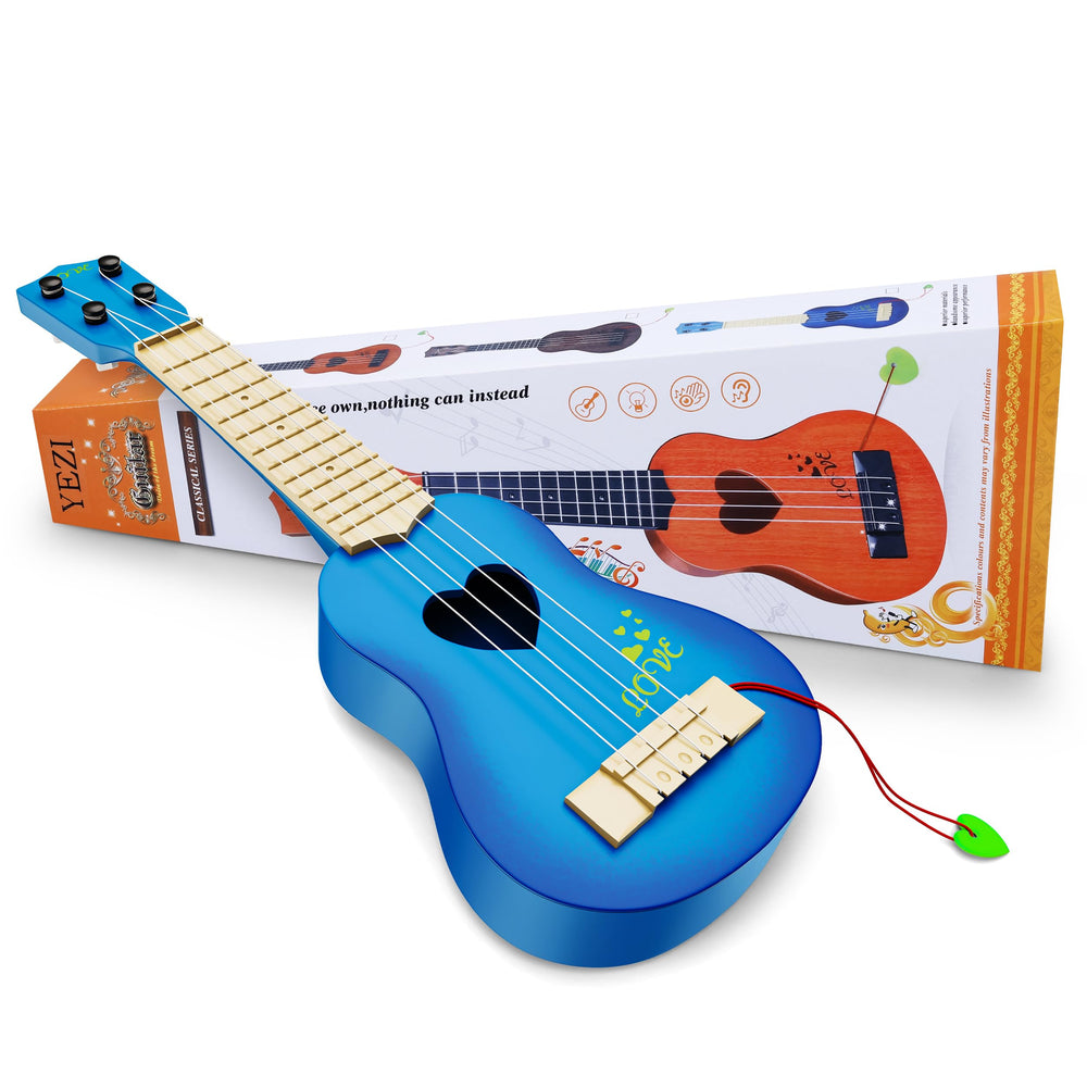 YEZI blue compact ukulele captures small size for portable practice.
