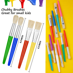 YGAOHF 6.5-inch brushes designed for kids' school projects and crafts.