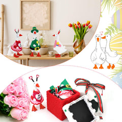 YGEINIT office desk display with seasonal goose outfits for spring decor