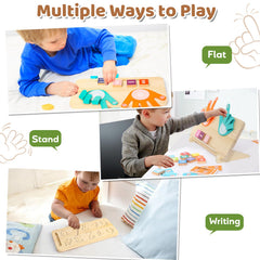 YGJT wooden base and holder keep blocks organized for math playtime.