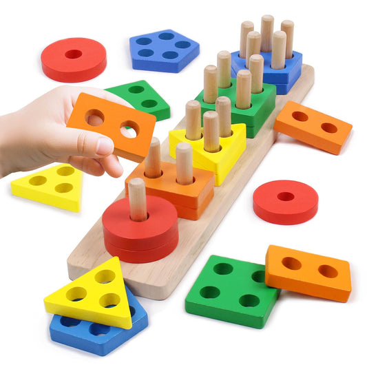 YHHYTOY montessori wooden stacking blocks for hands-on learning