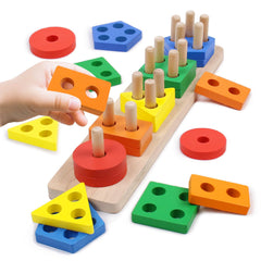 YHHYTOY montessori wooden stacking blocks for hands-on learning