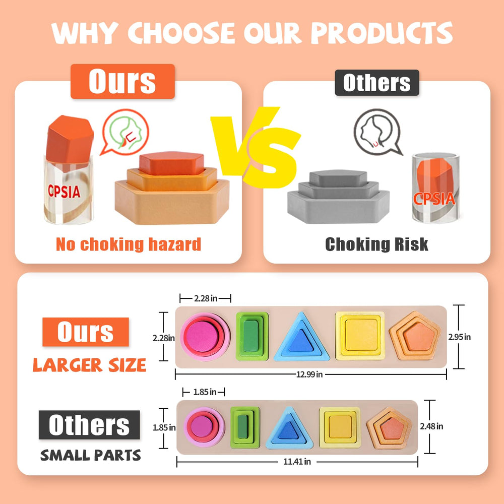 YHHYTOY wooden toy rounded edges promote safe, comfortable handling during play.