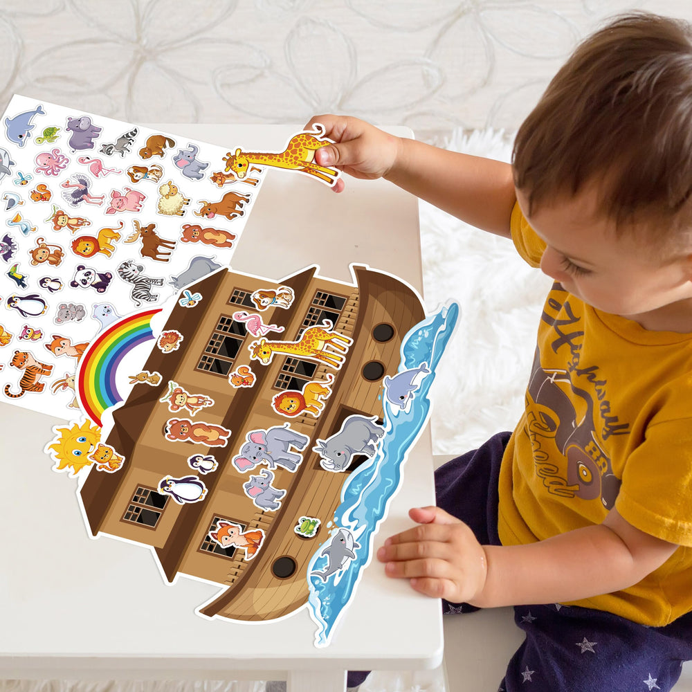 YHNTGB Noah's Ark sticker sheet close-up for classroom activities