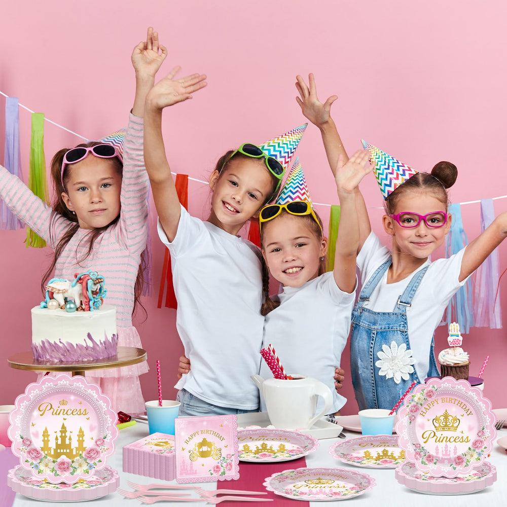 Yiaoyinnz disposable princess tableware simplifies cleanup after party.