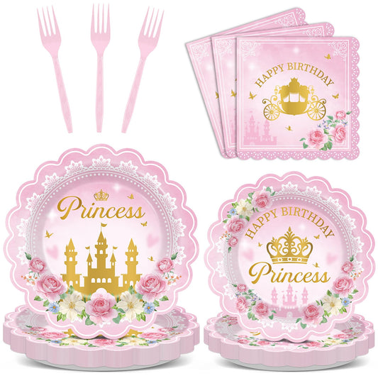 Yiaoyinnz princess scalloped 9-inch plates bring sturdy elegance to a pink party setting.