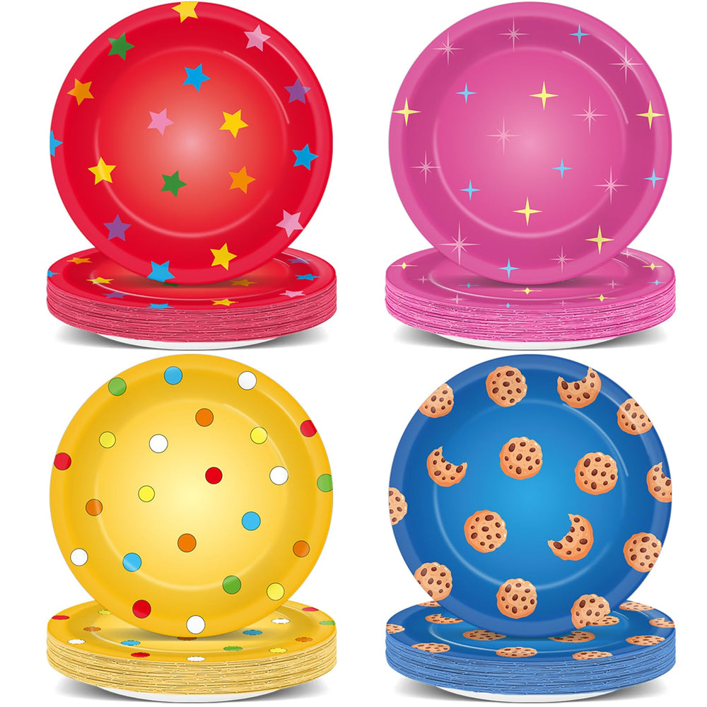 Yiaoyinnz street theme blue cookie plates ideal for kid-friendly parties and easy cleanup.