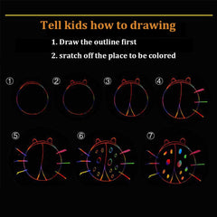 Kids enjoy a party craft with the Yibeishu scratch art activity set