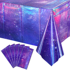 YIDAKO iridescent space tablecloth with purple galaxy design for celebrations.