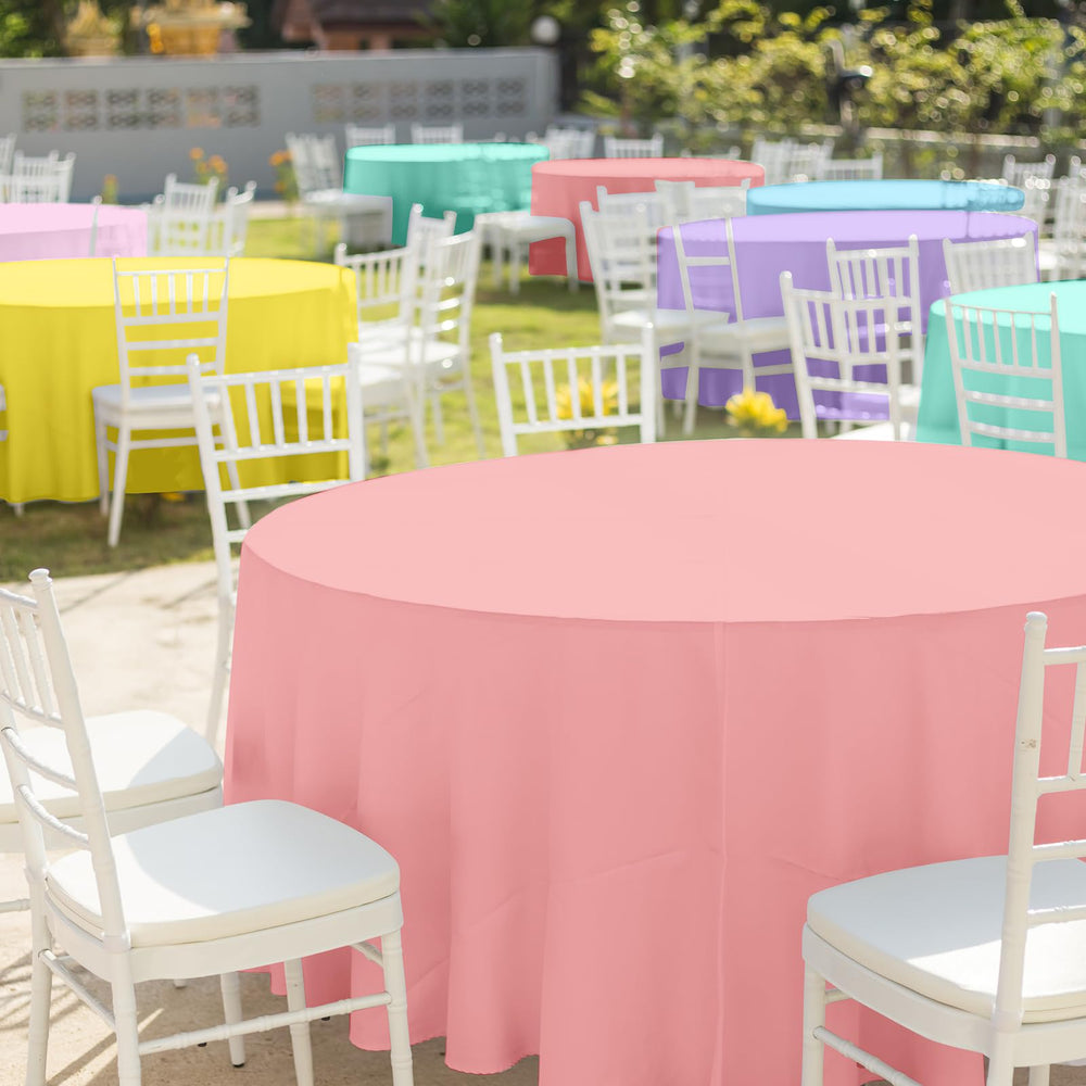 YIDAKO pastel round 84 inch light pink tablecloth for bridal events