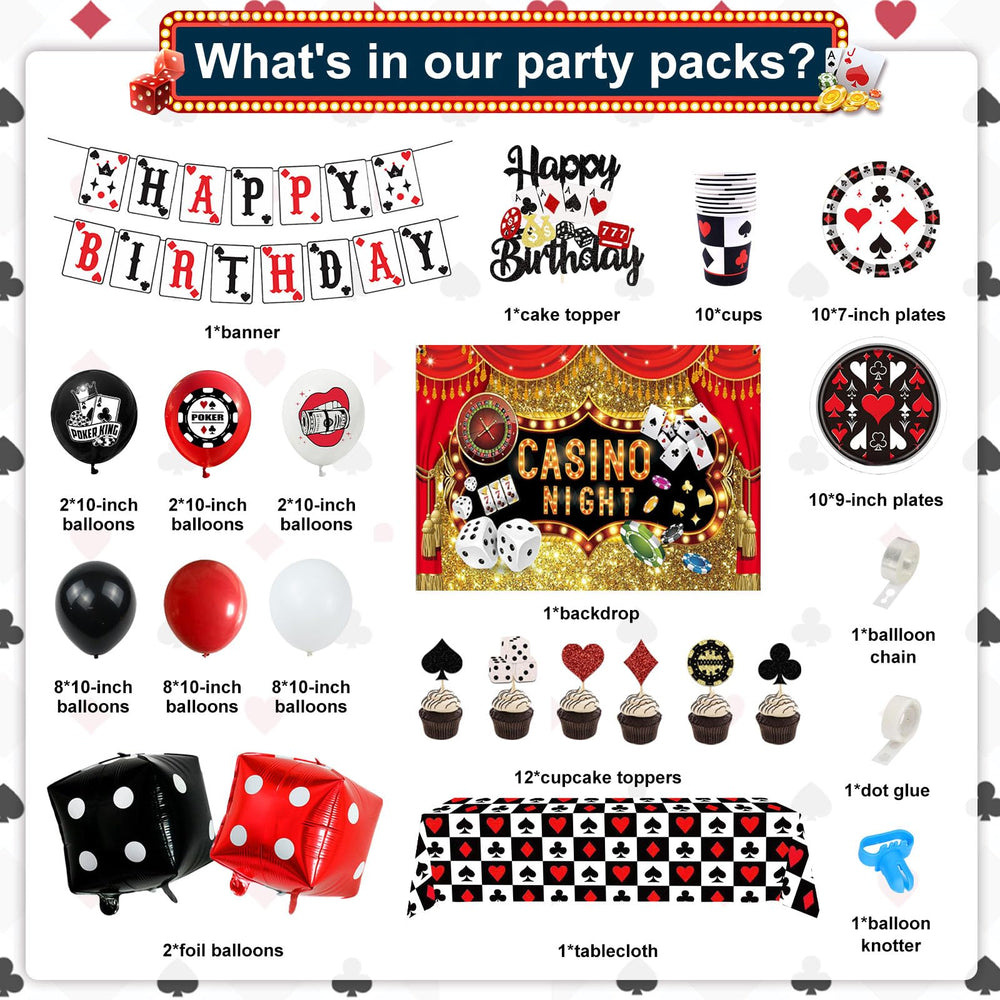 YIGZAG tablecloth creates a premium casino table scene for parties.
