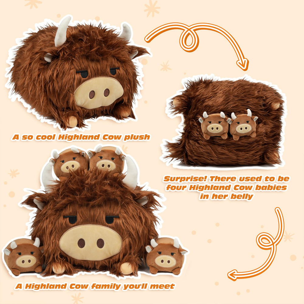 YIIQUWEN Highland Cow soft plush fabric offers gentle texture for hugs and naps.