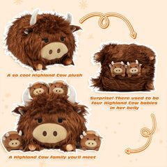 YIIQUWEN Highland Cow soft plush fabric offers gentle texture for hugs and naps.