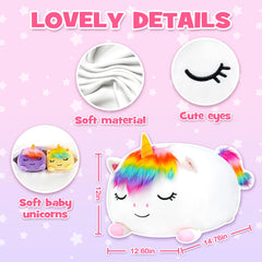 YIIQUWEN unicorn plush unzip belly reveals four baby unicorns for playful discovery.