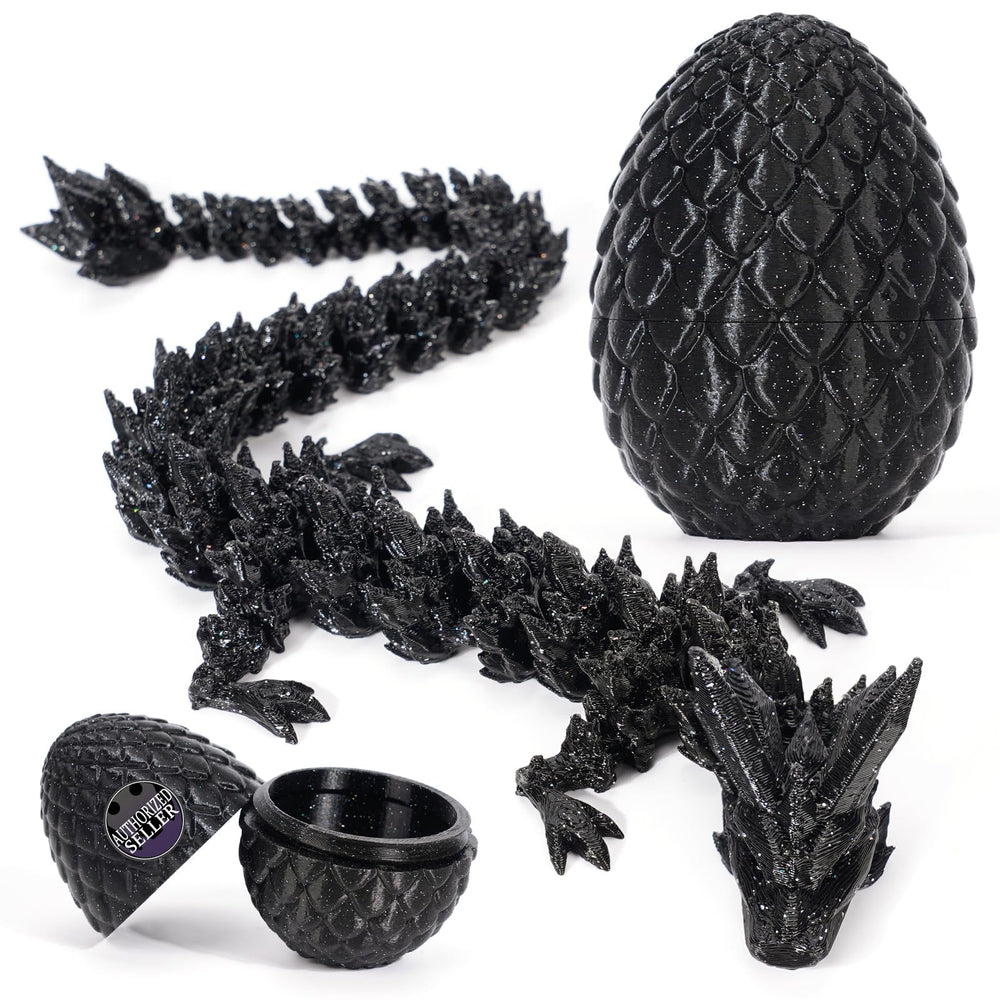 YILCER 3D printed dragon egg with black shimmer for stylish desk display.