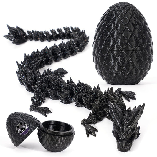 YILCER 3D printed dragon egg with black shimmer for stylish desk display.