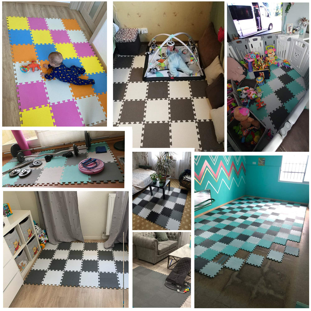 YIMINYUER interlocking edges show quick, secure setup for hassle-free playtime.