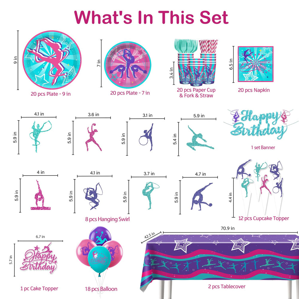 Yingoto gymnastics cake topper complements the celebration centerpiece.