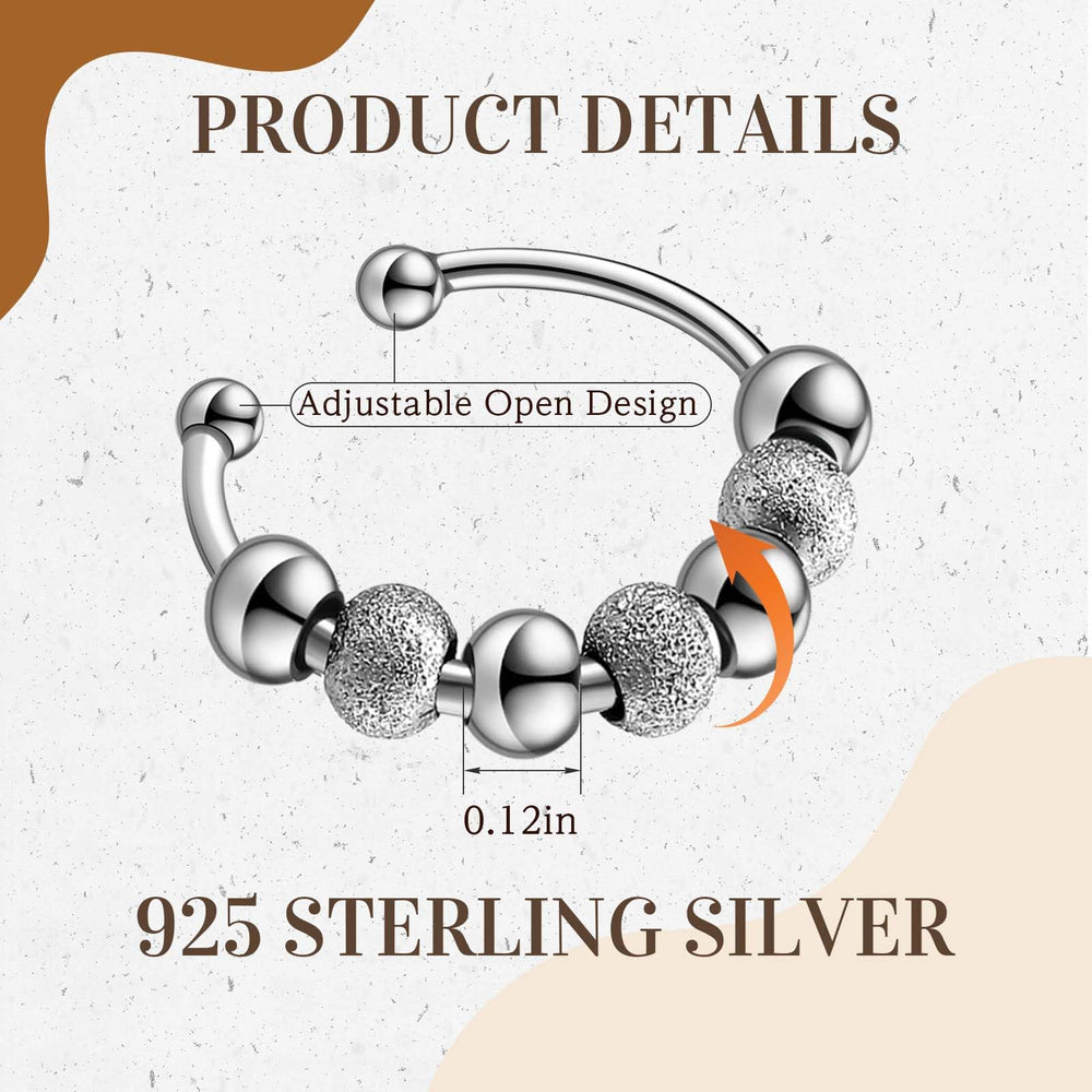 Yinkin adjustable fidget ring close-up showing stainless steel finish.