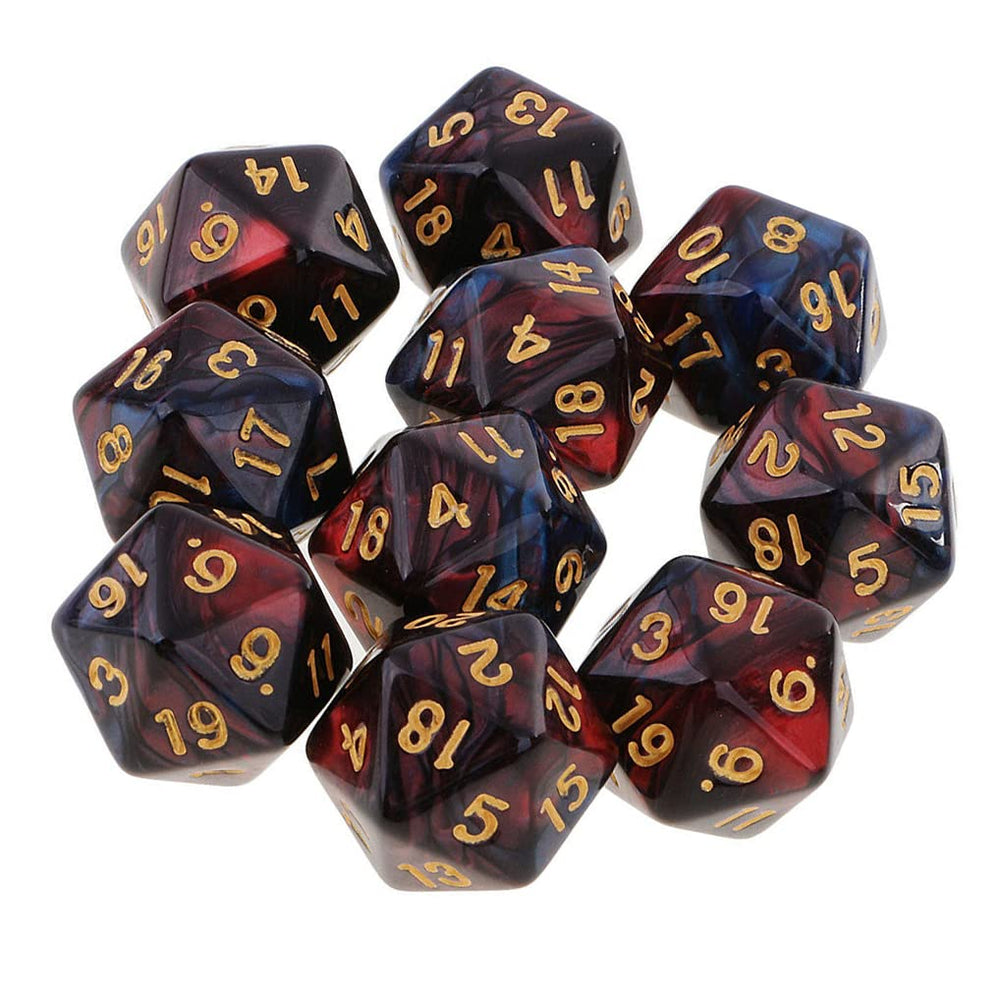 Yiotfandoll D20 dice set in red and blue acrylic for crisp RPG rolls.