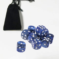 Yiotfandoll blue-silver D6 dice set in packaging.