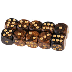 Yiotfandoll 16mm polyhedral D6 dice in black gold finish for tabletop play