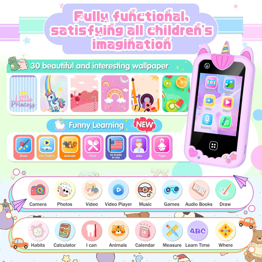 Yiphun Kids Smart Phone 8GB storage stores thousands of photos and files