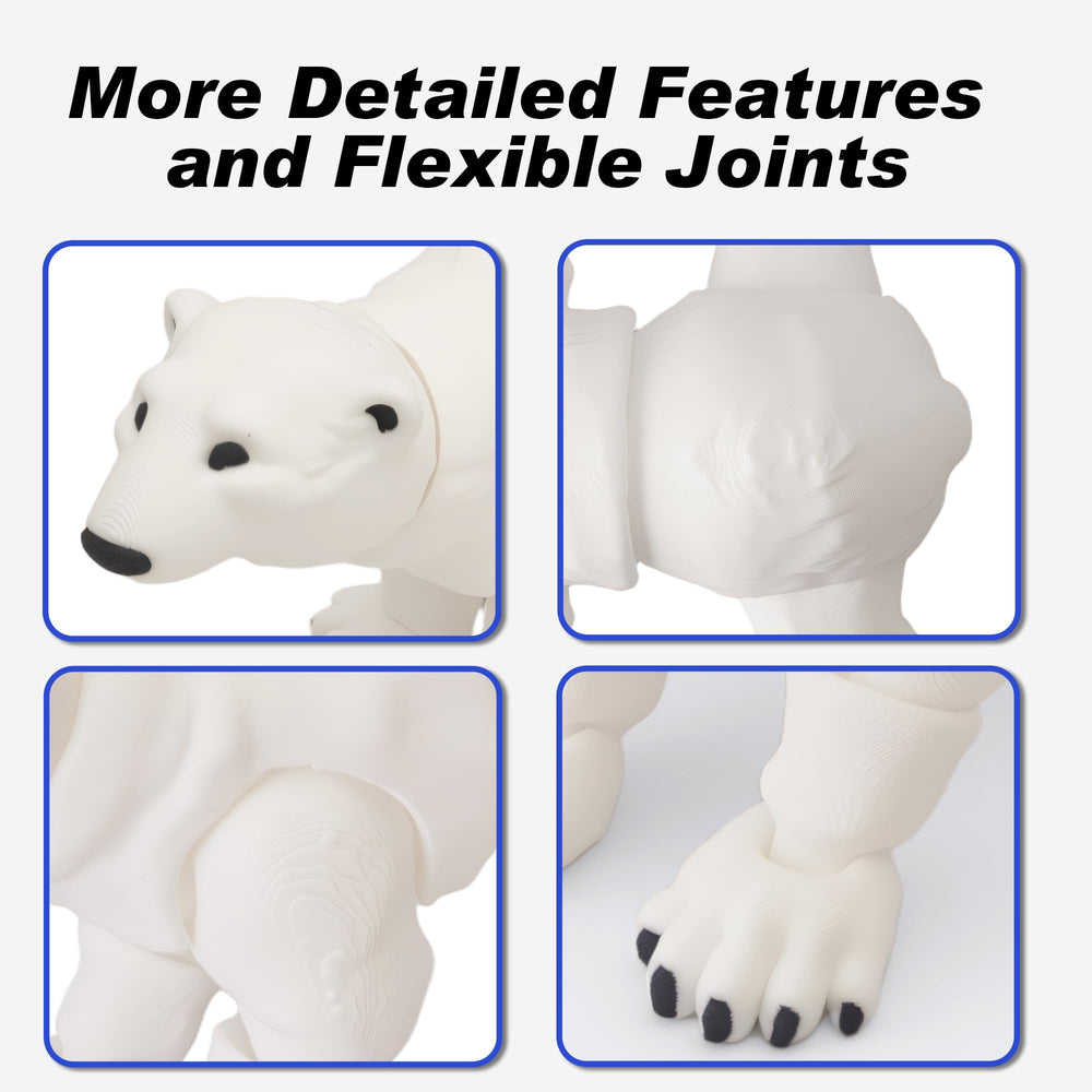 Yipintang polar bear desk decor shown with movable limbs for tactile engagement.
