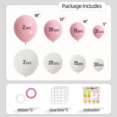 Yishebapa pink white kit showing 12 inch balloons for versatile party garlands.
