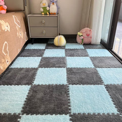 YISLEND interlocking carpet tiles in light blue and grey for a soft play area.