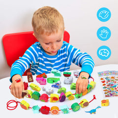 YiTTOO threading toys help hand-eye coordination during independent play