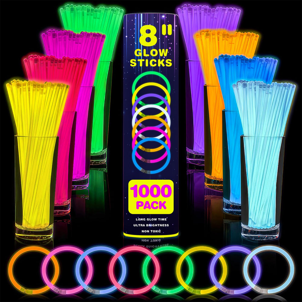 YixangDD 8-inch glow sticks for quick activation and bright party lighting.