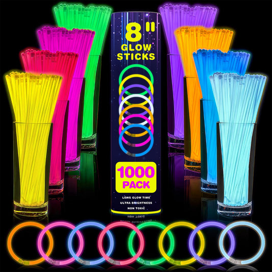 YixangDD 8-inch glow sticks for quick activation and bright party lighting.
