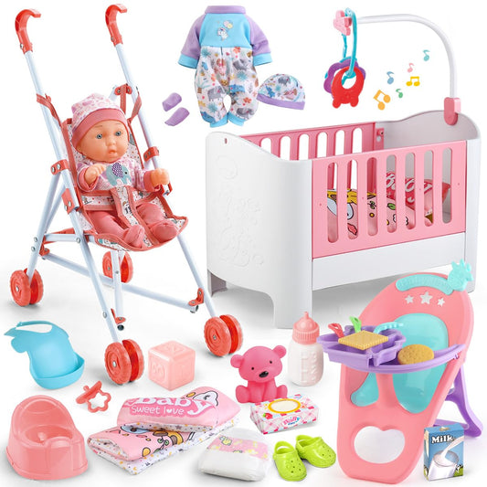 YIYBM baby doll crib set for nurturing pretend play